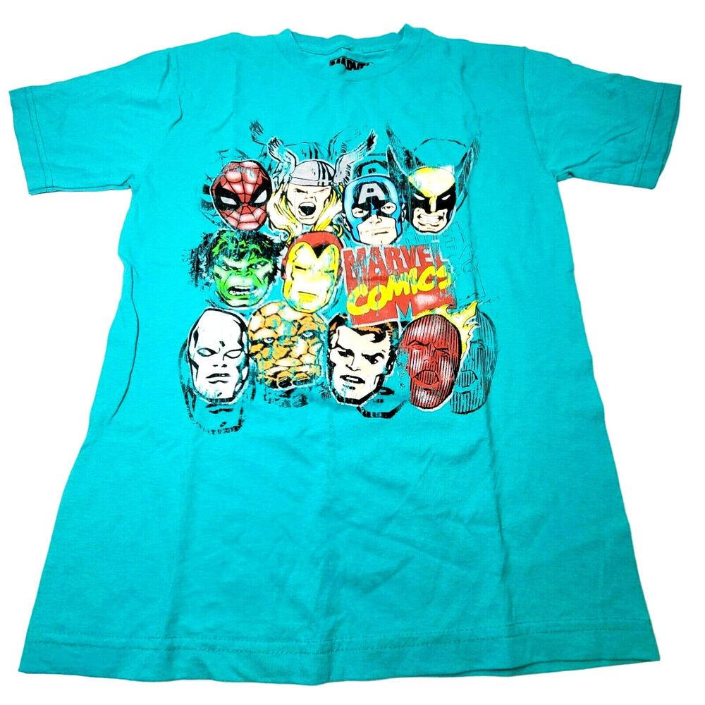Marvel Men's Team-Ups Group Shot Superheroes T-Shirt M Medium Teal